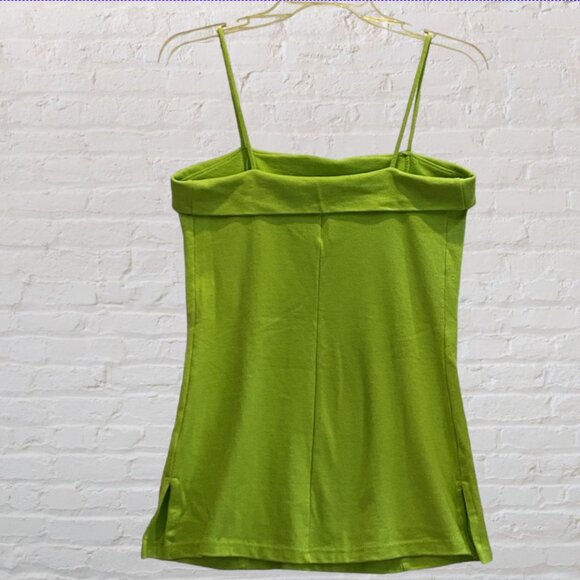 GW SPORT -- Long Top, Spaghetti Straps, Side Vents, Lime Green - Picture 13 of 15